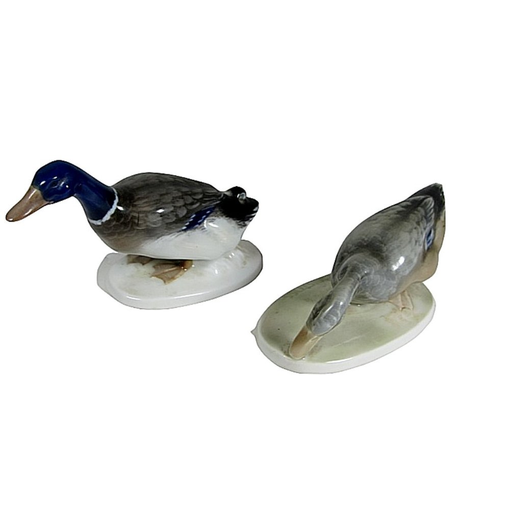 Rosenthal Duck Figures Figurines Signed Himmelstoss Hand Painted Germany Vintage